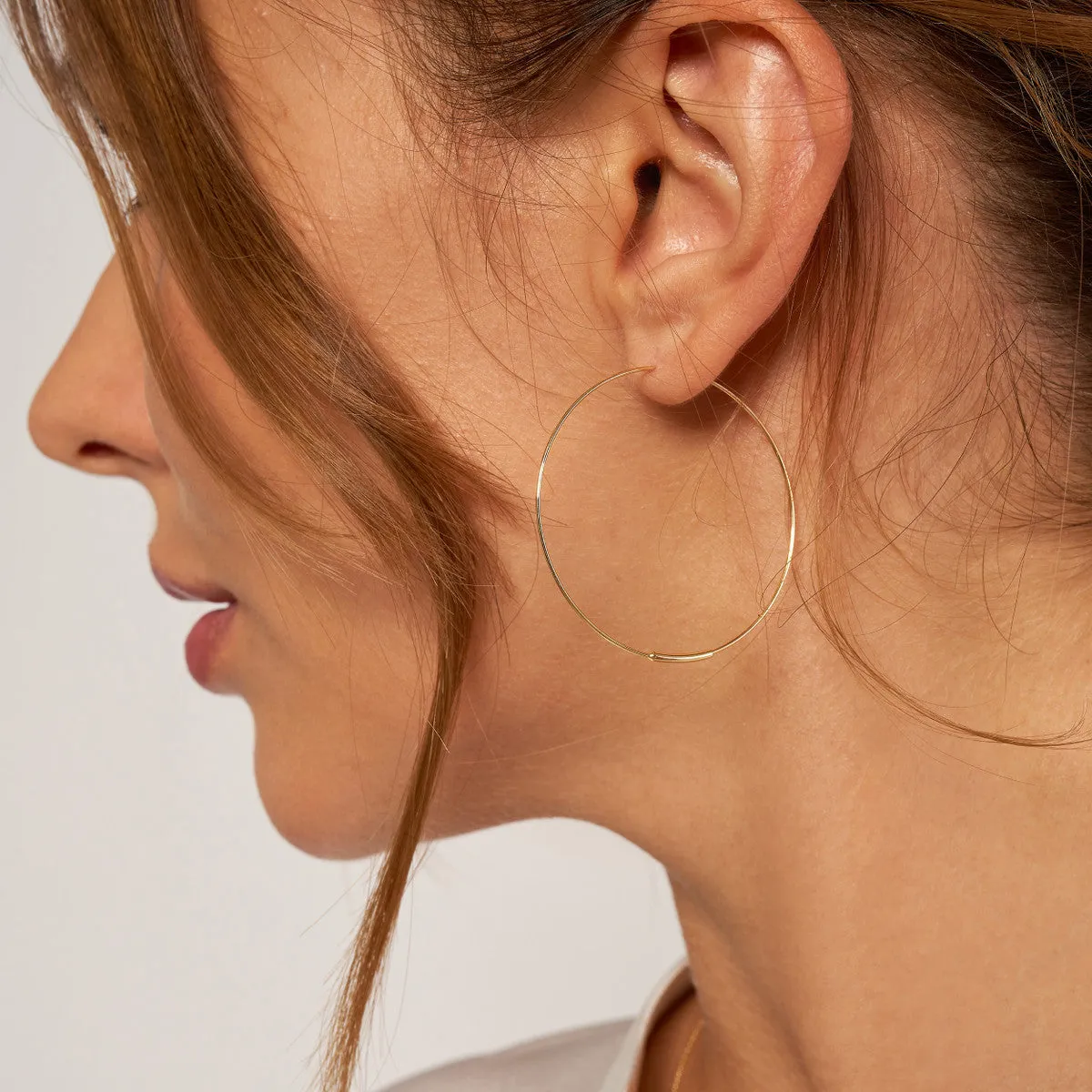 14kt Yellow Gold 40mm Endless Wire Hoop Earrings