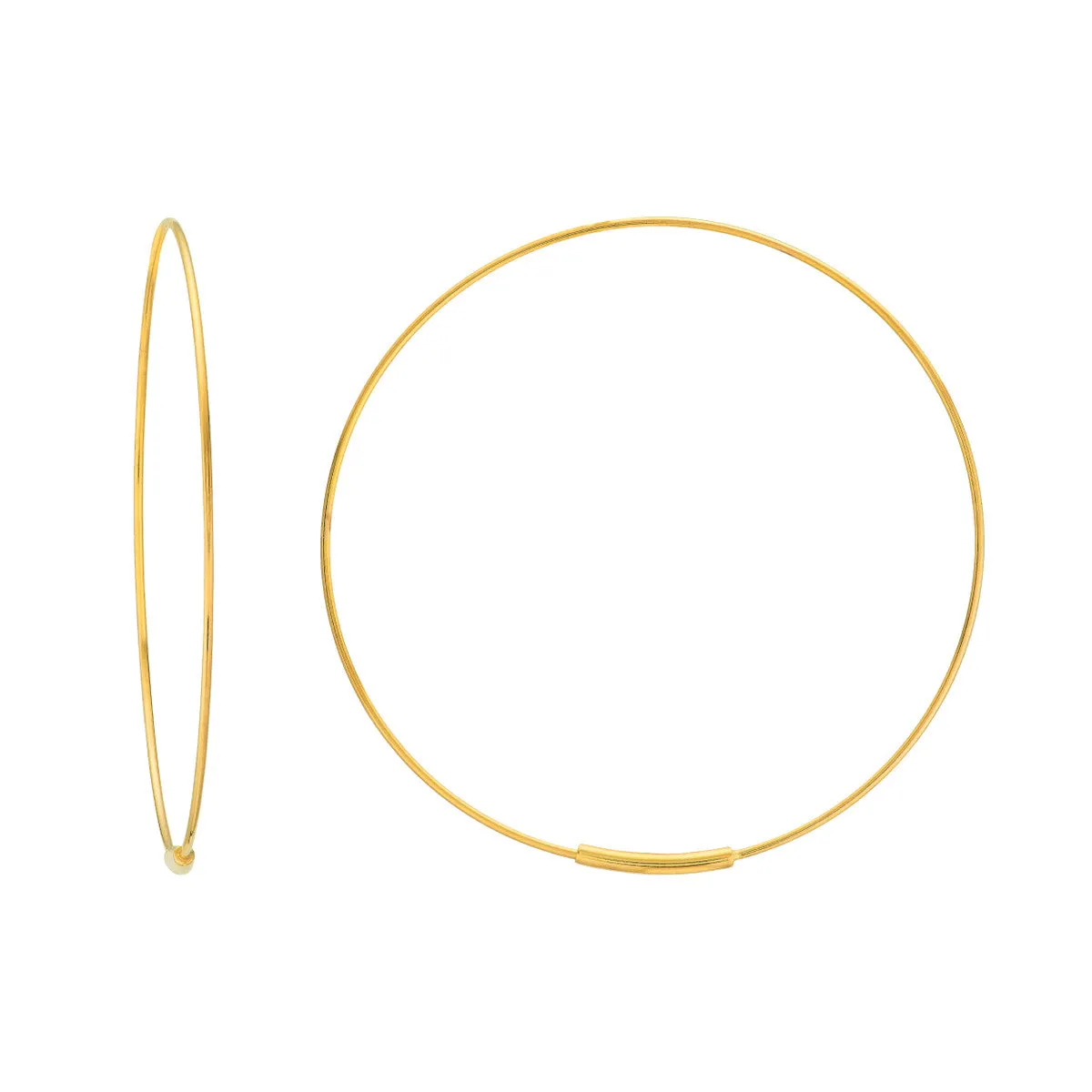 14kt Yellow Gold 40mm Endless Wire Hoop Earrings