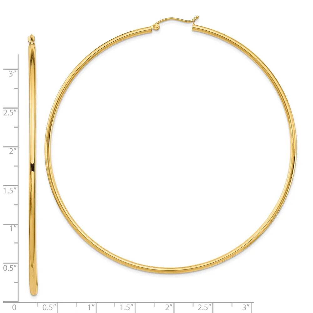 14KT Yellow Gold 80X2MM Hoop Earrings