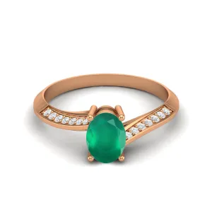 1.56 Cts Green Onyx Solitaire Wedding Ring 925 Sterling Silver Green Gemstone Ring