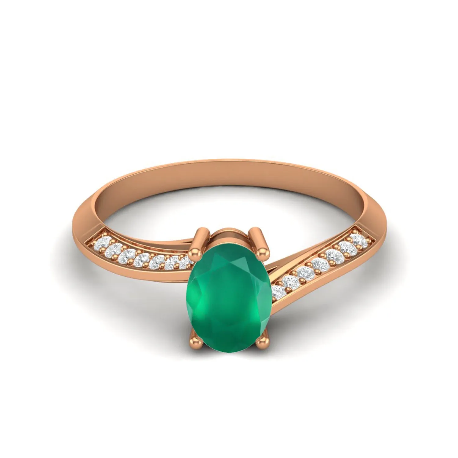 1.56 Cts Green Onyx Solitaire Wedding Ring 925 Sterling Silver Green Gemstone Ring