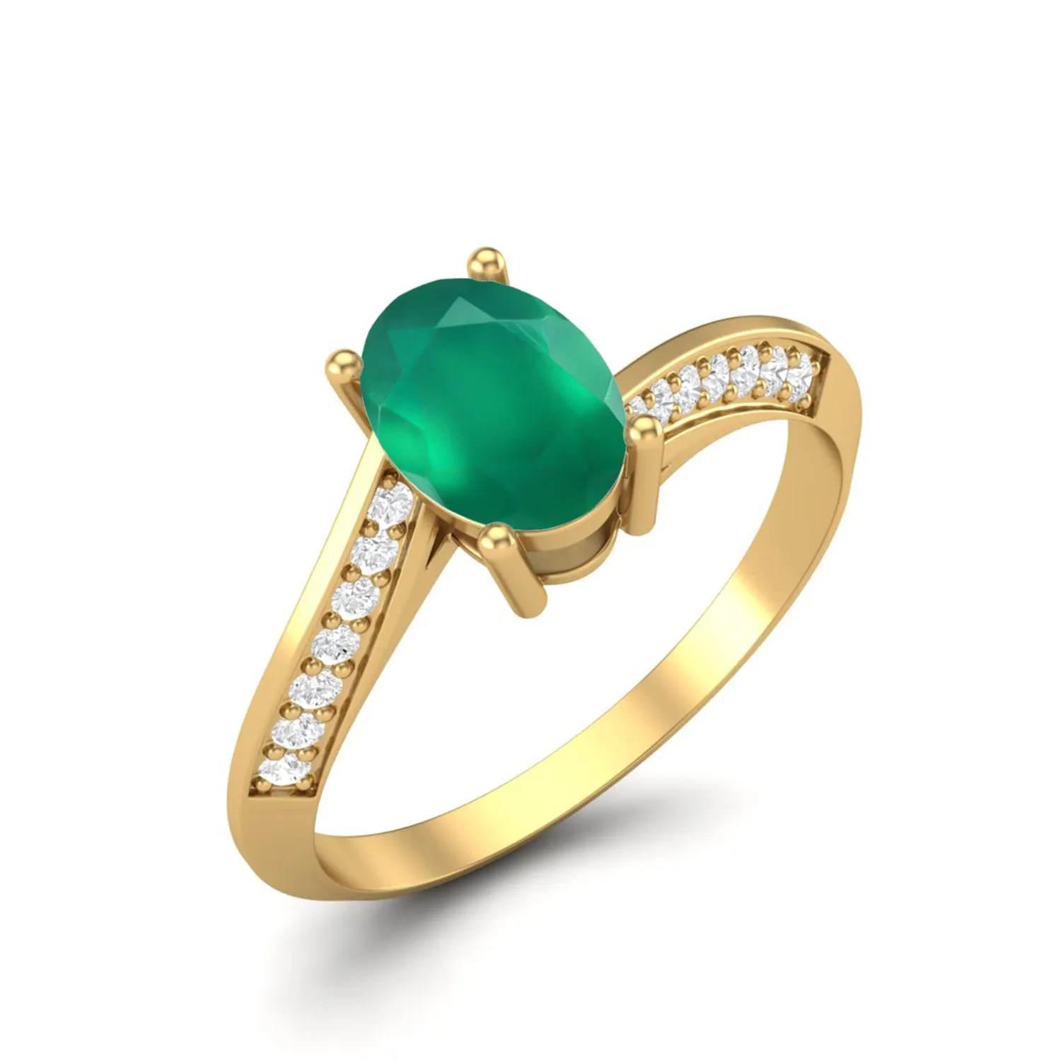 1.56 Cts Green Onyx Solitaire Wedding Ring 925 Sterling Silver Green Gemstone Ring