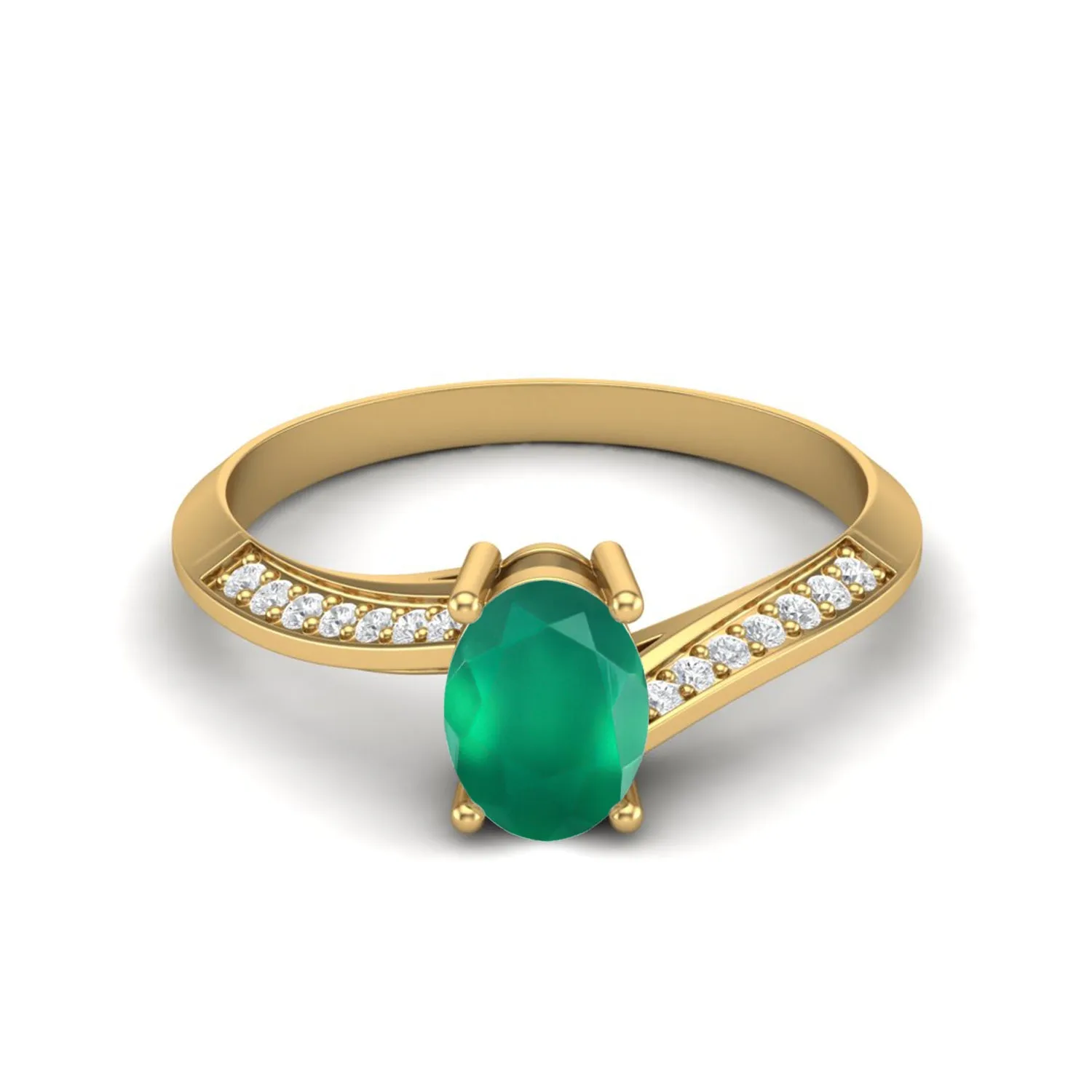 1.56 Cts Green Onyx Solitaire Wedding Ring 925 Sterling Silver Green Gemstone Ring