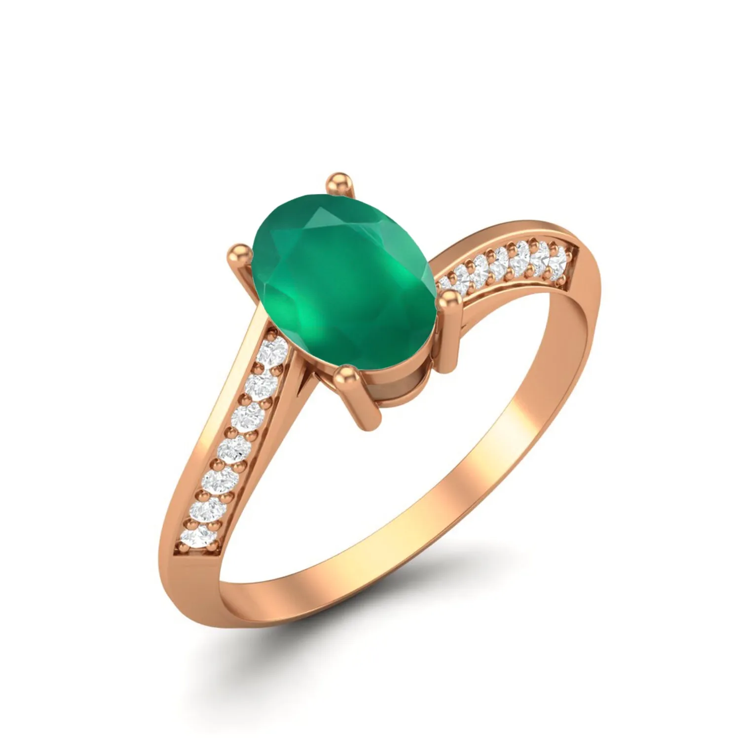 1.56 Cts Green Onyx Solitaire Wedding Ring 925 Sterling Silver Green Gemstone Ring