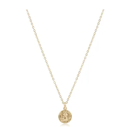 16" Necklace Gold- Protection Gold Disc