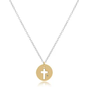 16" Necklace Sterling Mixed Metal - Blessed Gold Disc