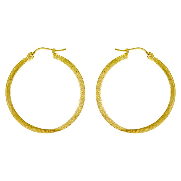 18 Karat Yellow Gold Textured 45mm Hoop Earrings