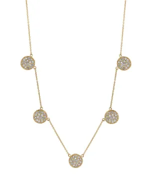 1.80 Carat Diamond Disc Necklace G SI 14K Yellow Gold 85 stones 18 inches