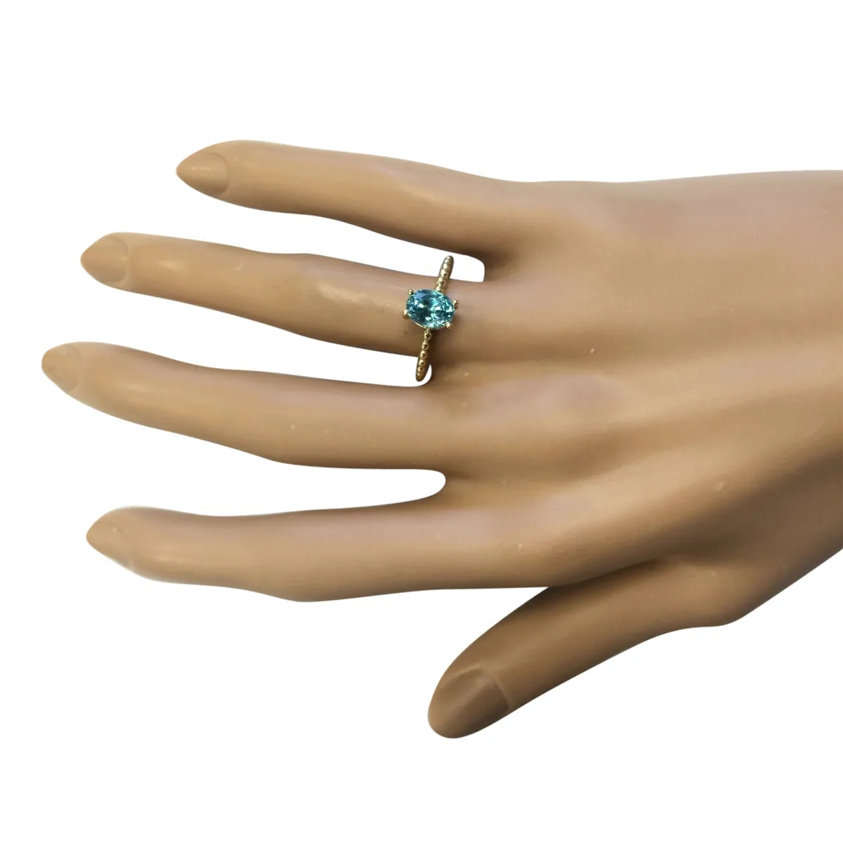 1.80 Carat Natural Zircon 14K Yellow Gold Ring