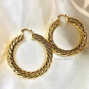 18K GOLD GIA TWIST HOOPS