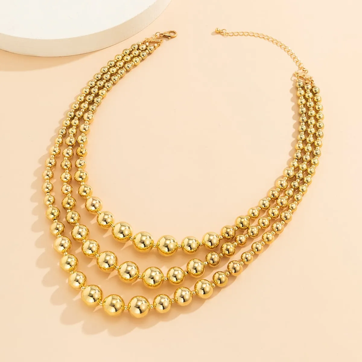 18K Gold-Plated Layered Beaded Necklace
