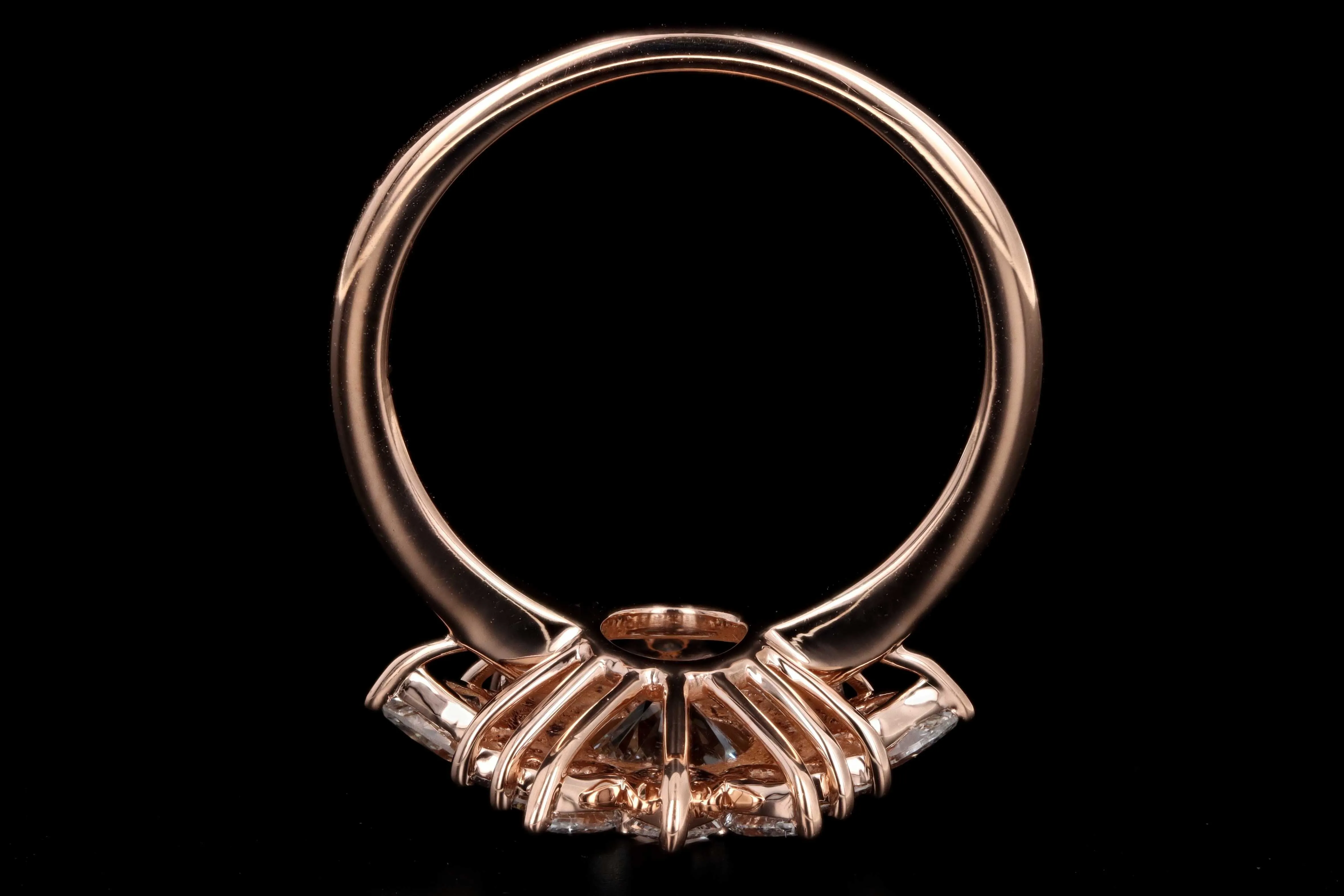 18K Rose Gold .96 Carat Old European Cut Diamond Fan Engagement Ring