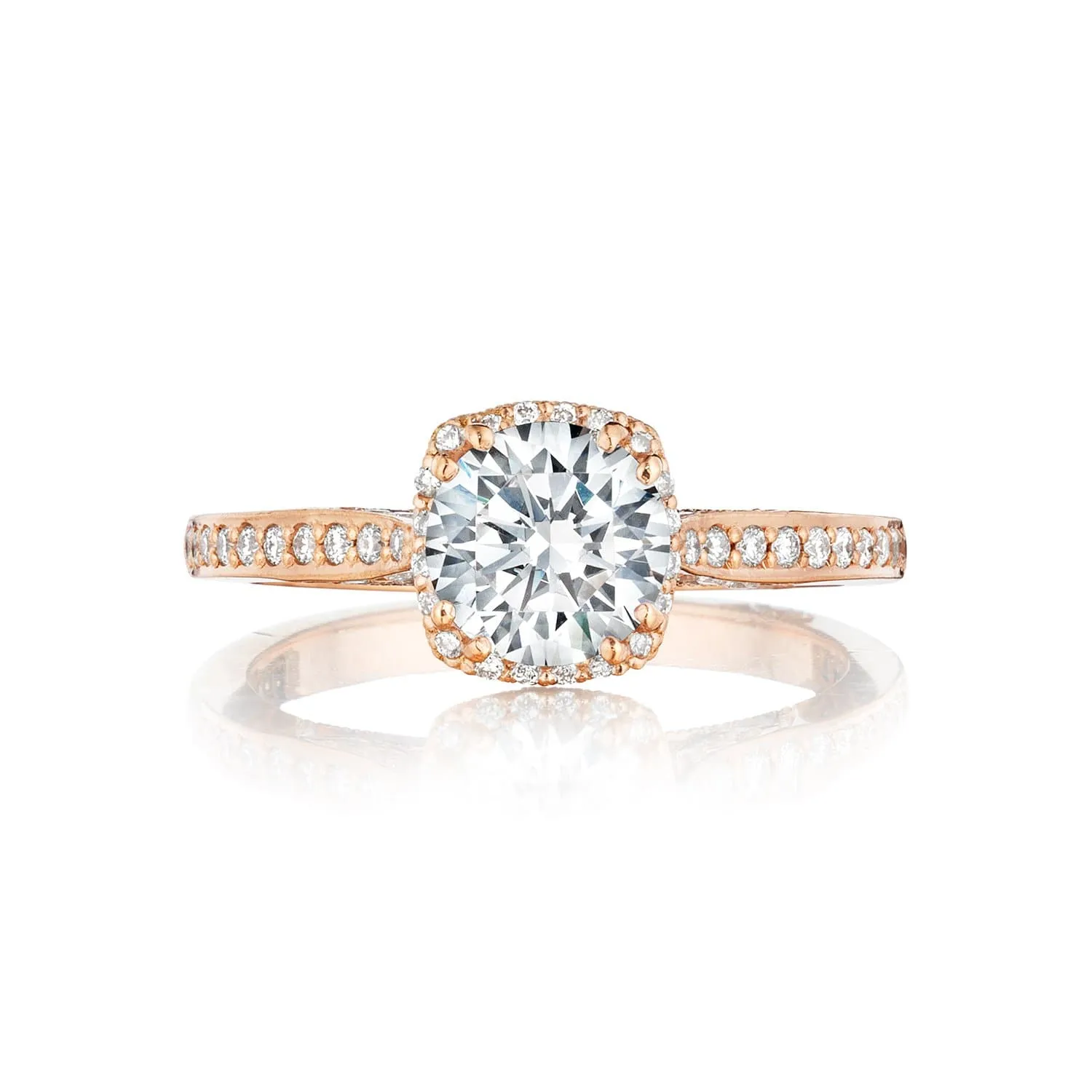 18K Rose Gold Tacori Dantela Collection Semi-Mount Diamond Accent Engagement Ring (Setting Only)