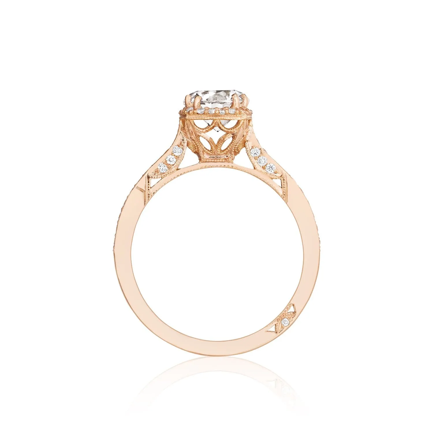 18K Rose Gold Tacori Dantela Collection Semi-Mount Diamond Accent Engagement Ring (Setting Only)