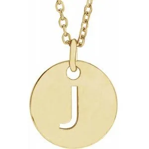 18K Yellow Gold-Plated Sterling Silver Initial J 10 mm Disc 16-18" Necklace