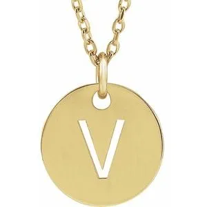 18K Yellow Gold-Plated Sterling Silver Initial V 16-18" Necklace