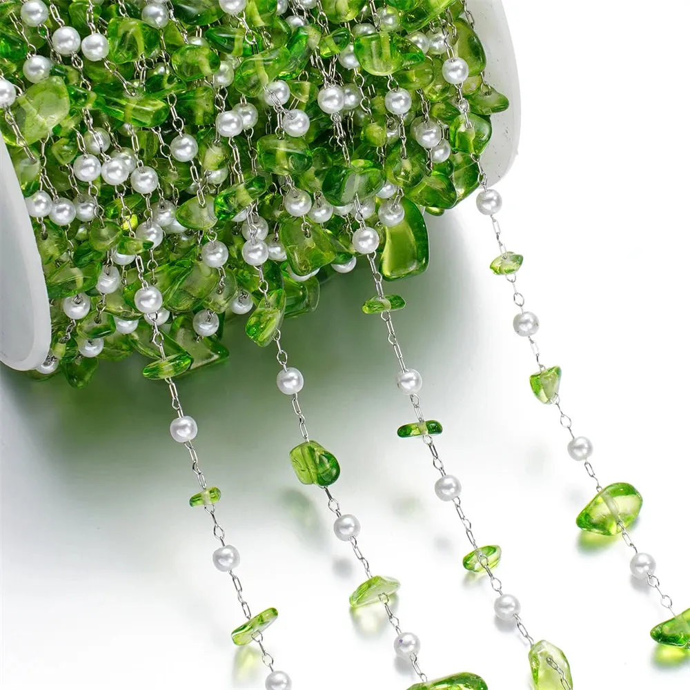 1m Crystal & Pearl Beaded Chain – DIY Jewelry