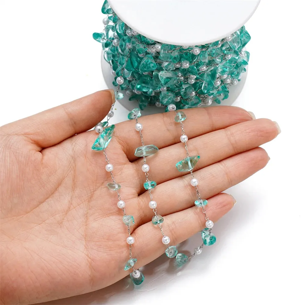 1m Crystal & Pearl Beaded Chain – DIY Jewelry