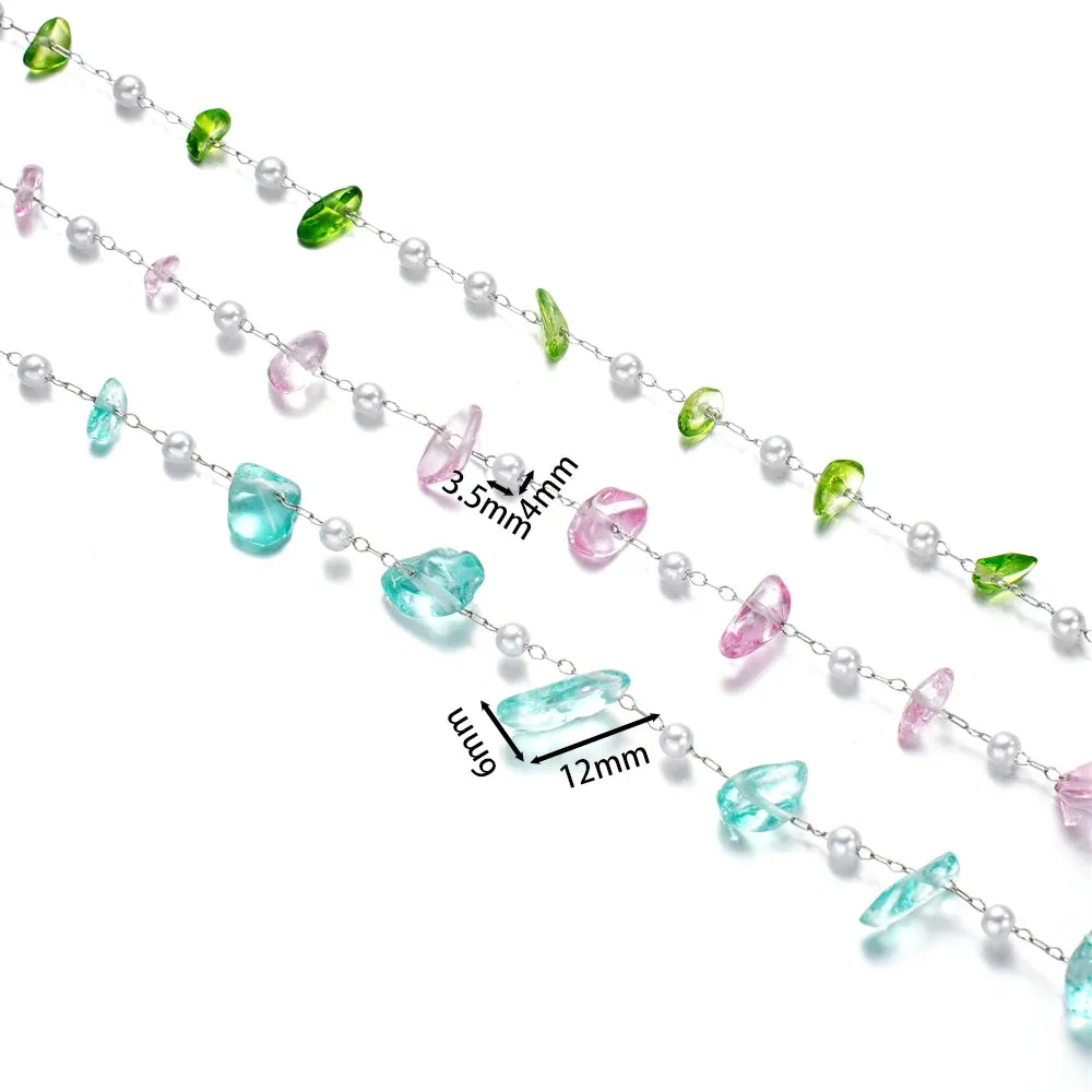 1m Crystal & Pearl Beaded Chain – DIY Jewelry