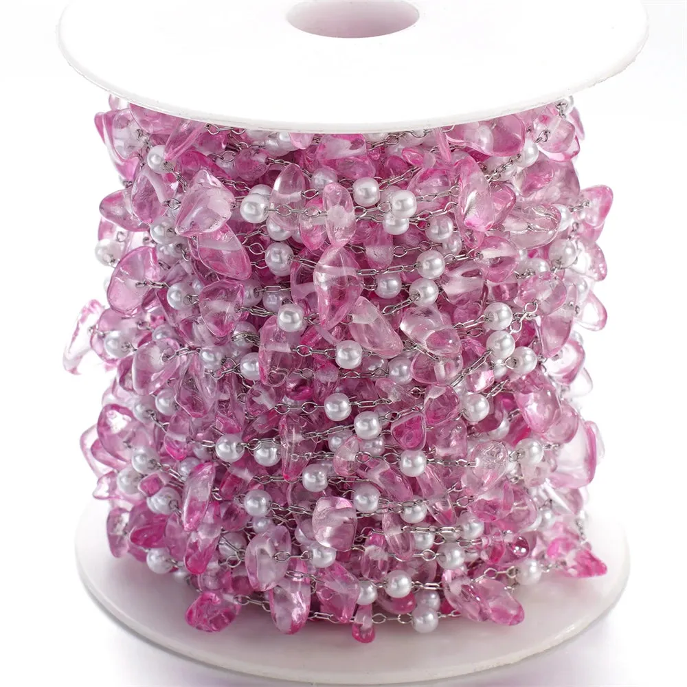 1m Crystal & Pearl Beaded Chain – DIY Jewelry