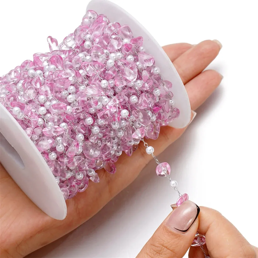 1m Crystal & Pearl Beaded Chain – DIY Jewelry