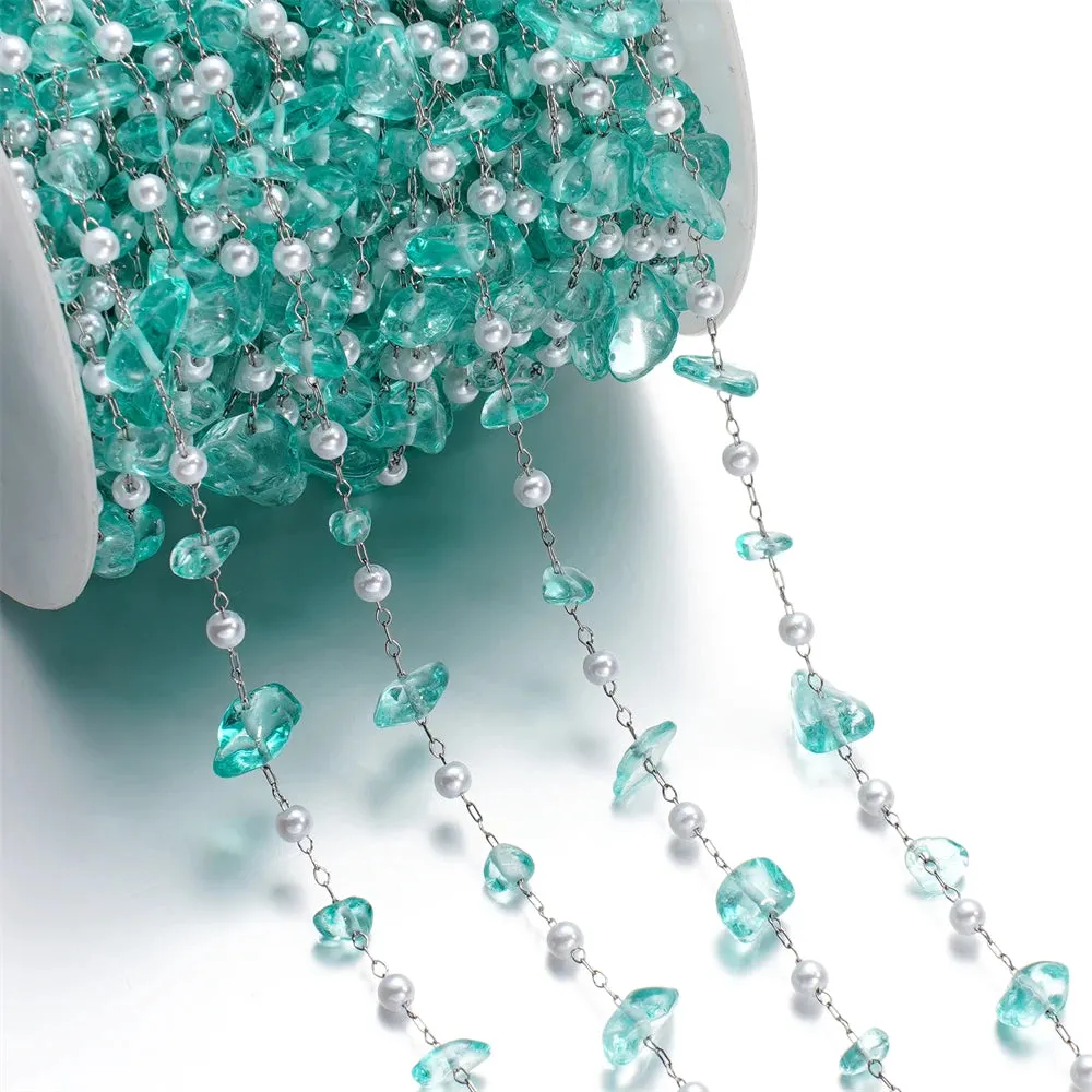 1m Crystal & Pearl Beaded Chain – DIY Jewelry