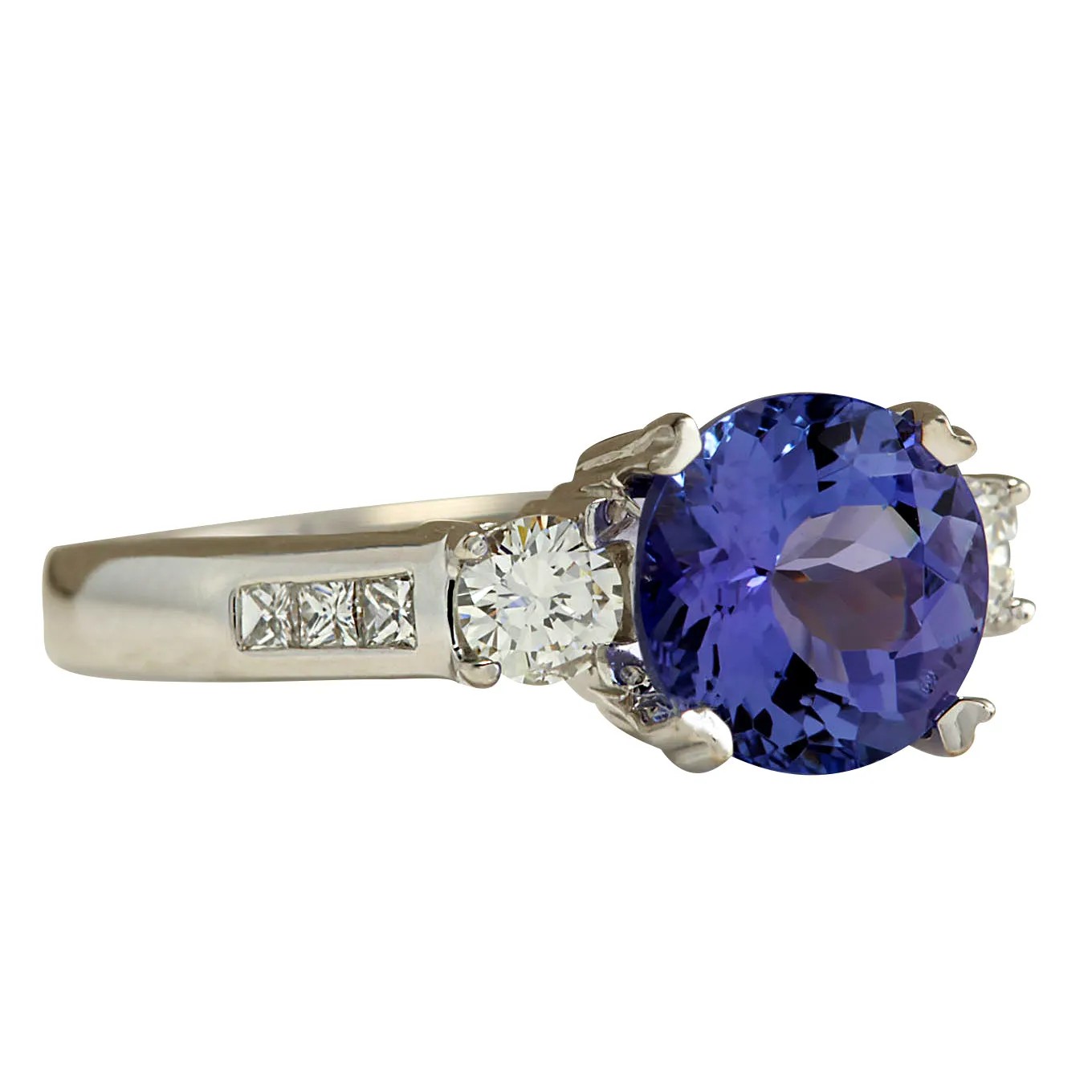 2.20 Carat Natural Tanzanite 14K White Gold Diamond Ring