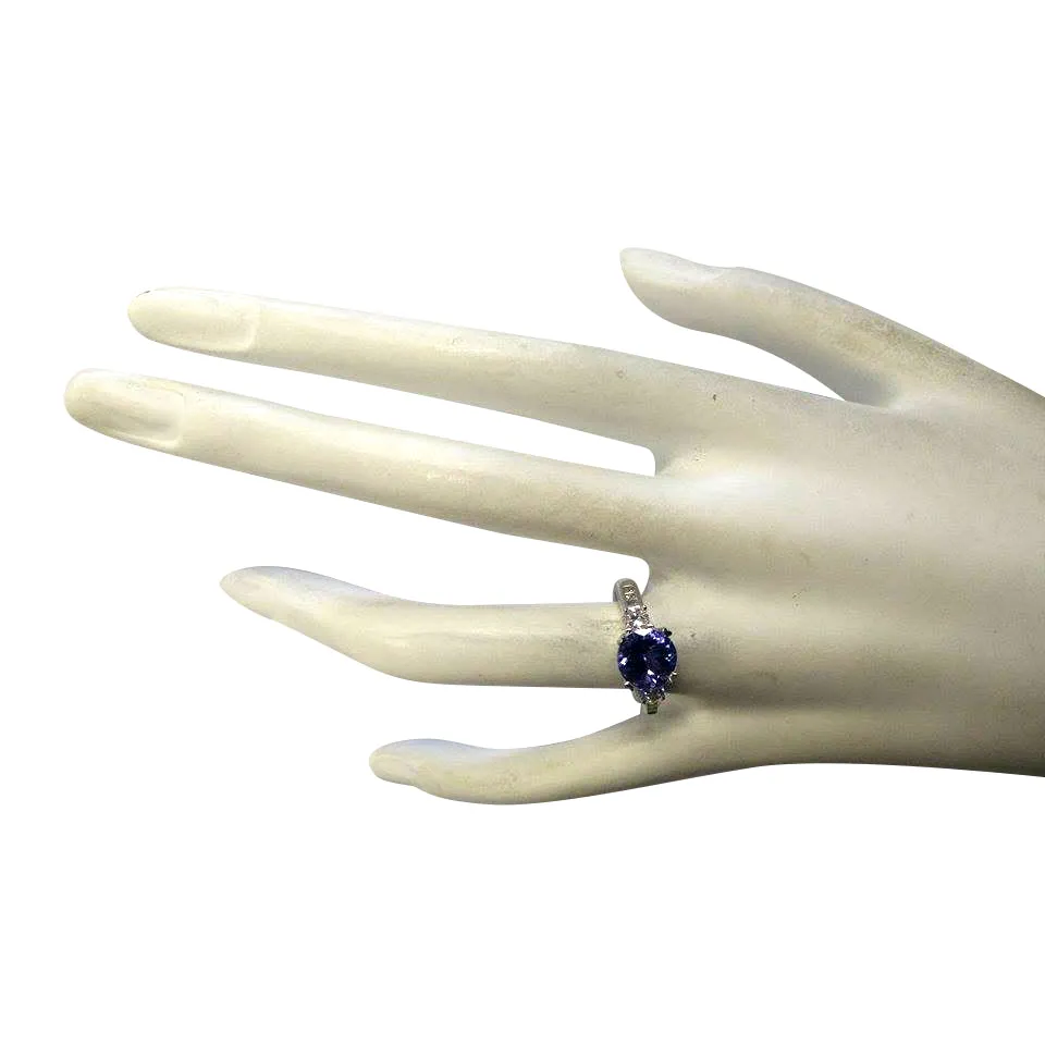 2.20 Carat Natural Tanzanite 14K White Gold Diamond Ring