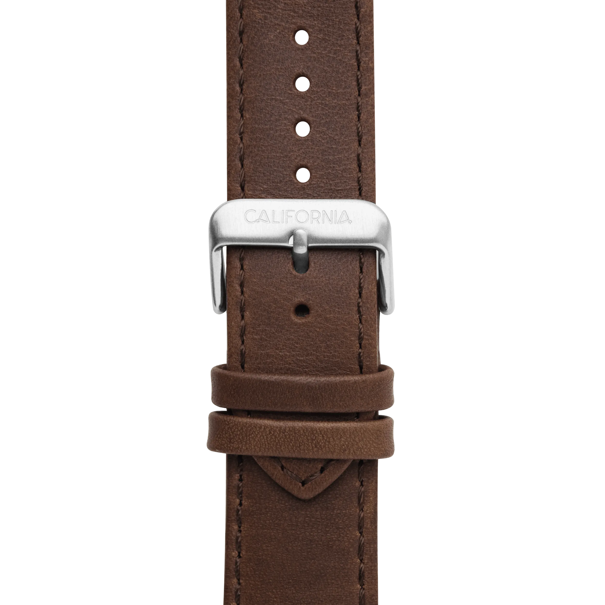 22mm Leather Dark Brown Silver