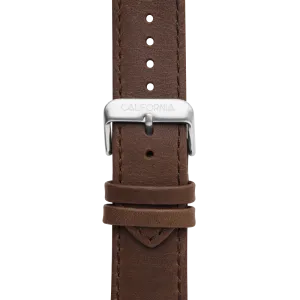 22mm Leather Dark Brown Silver