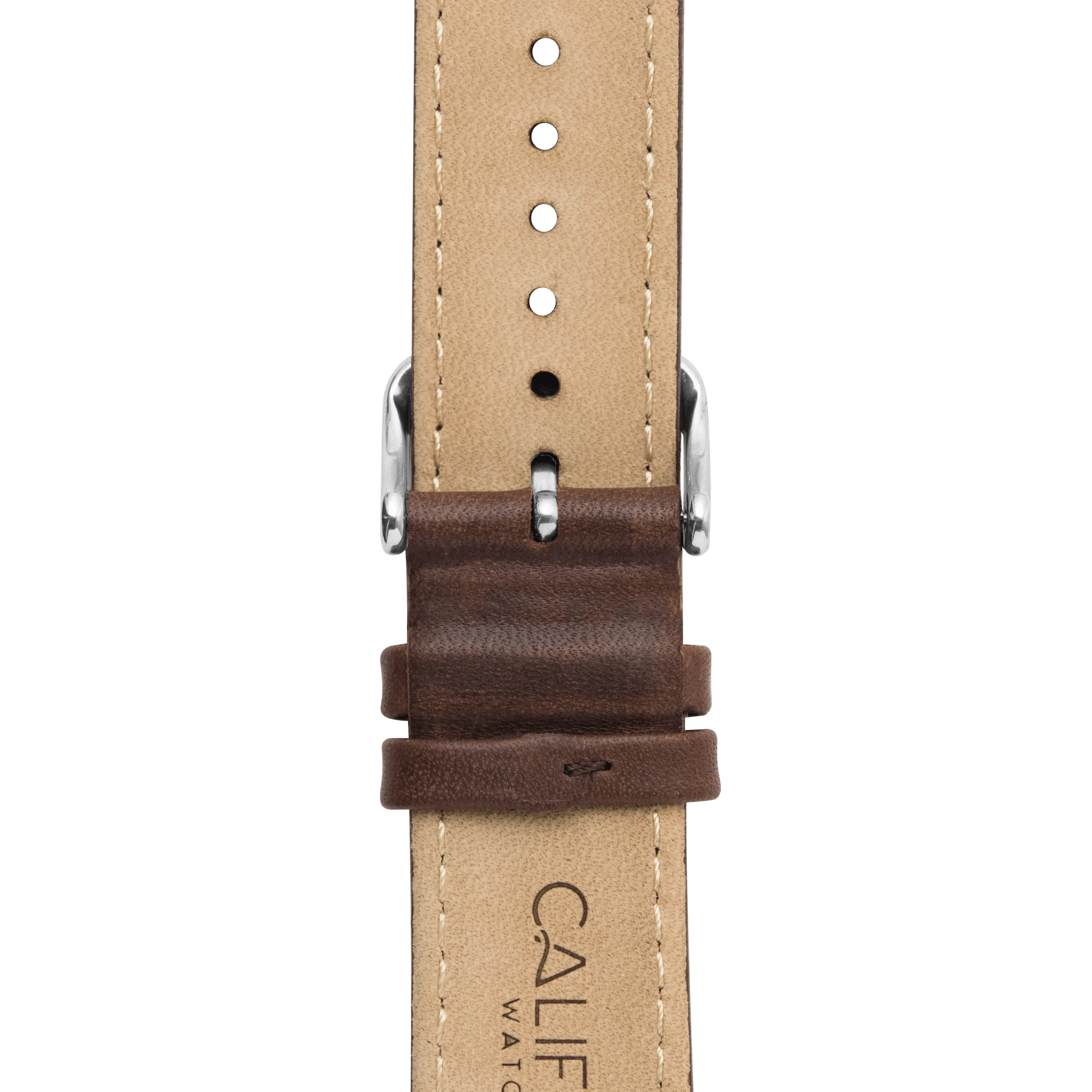 22mm Leather Dark Brown Silver