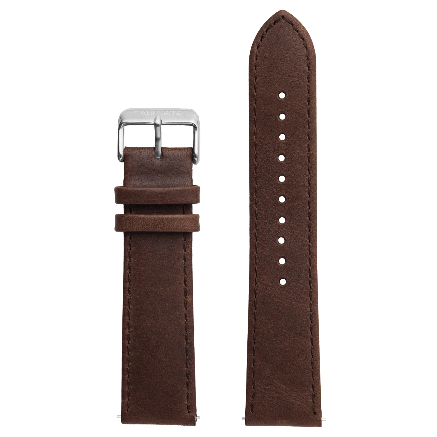 22mm Leather Dark Brown Silver