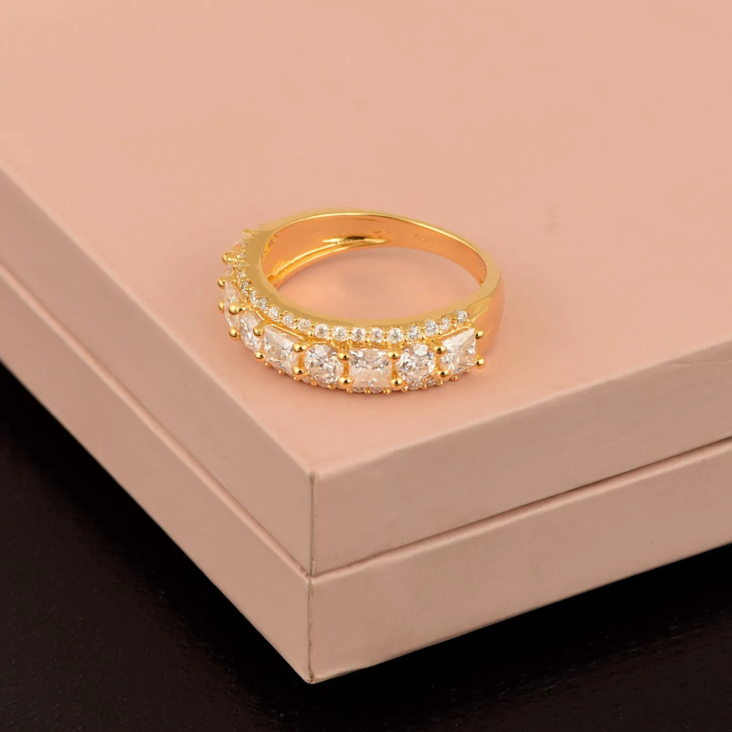 2.50 Ctw Square 925 Sterling Silver Triple Row Eternity Moissanite Wedding Ring