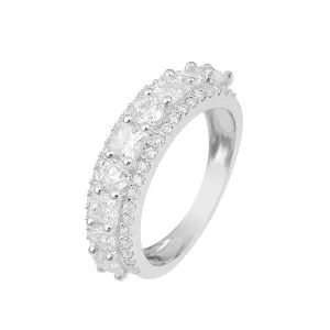 2.50 Ctw Square 925 Sterling Silver Triple Row Eternity Moissanite Wedding Ring