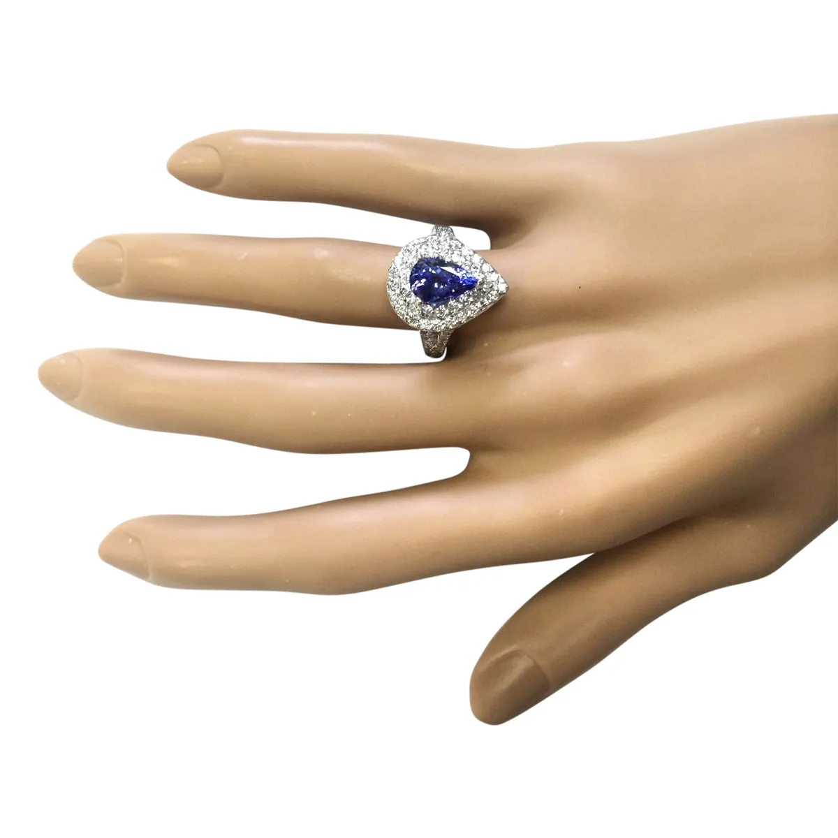 2.53 Carat Natural Tanzanite 14K White Gold Diamond Ring
