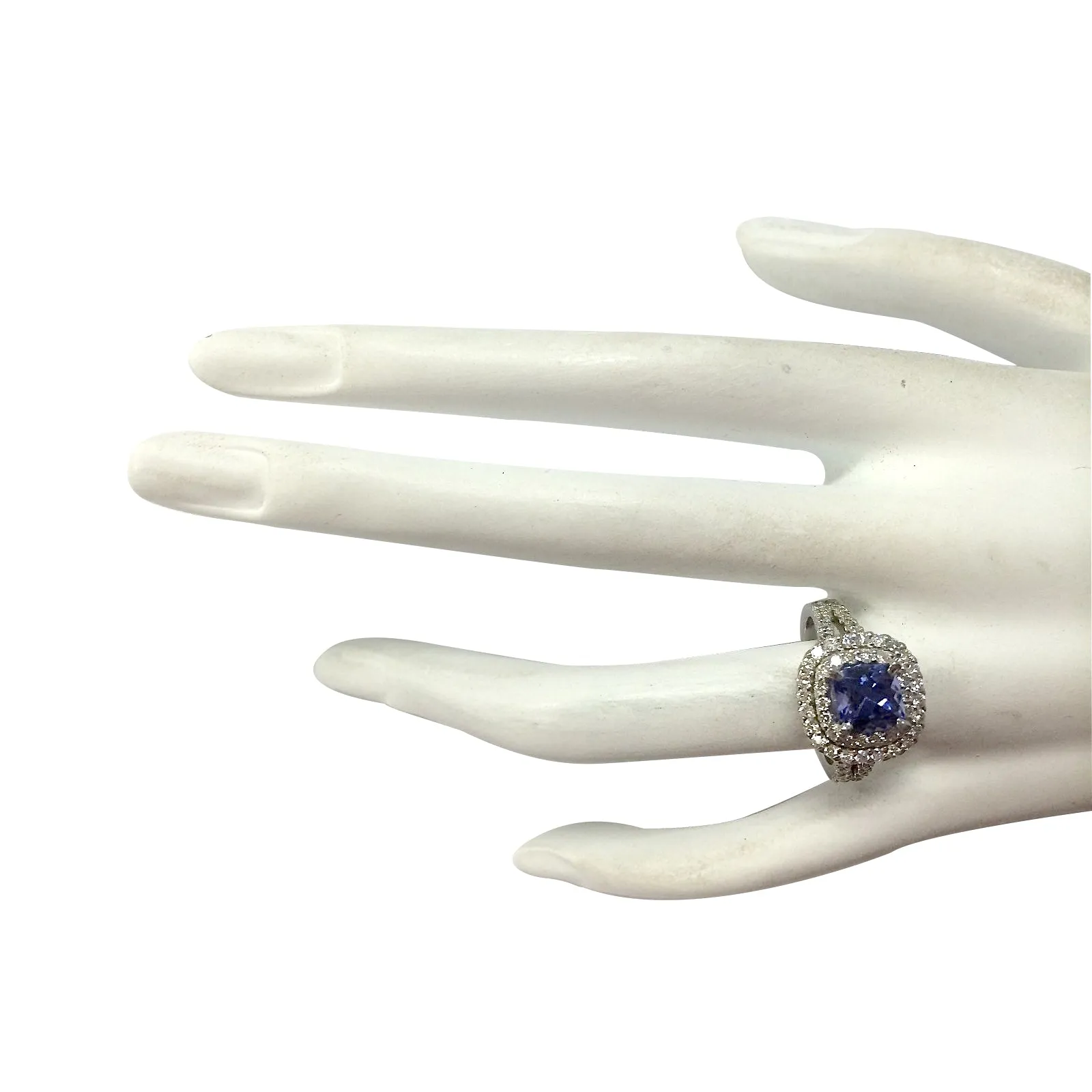 2.68 Carat Natural Tanzanite 14K White Gold Diamond Ring