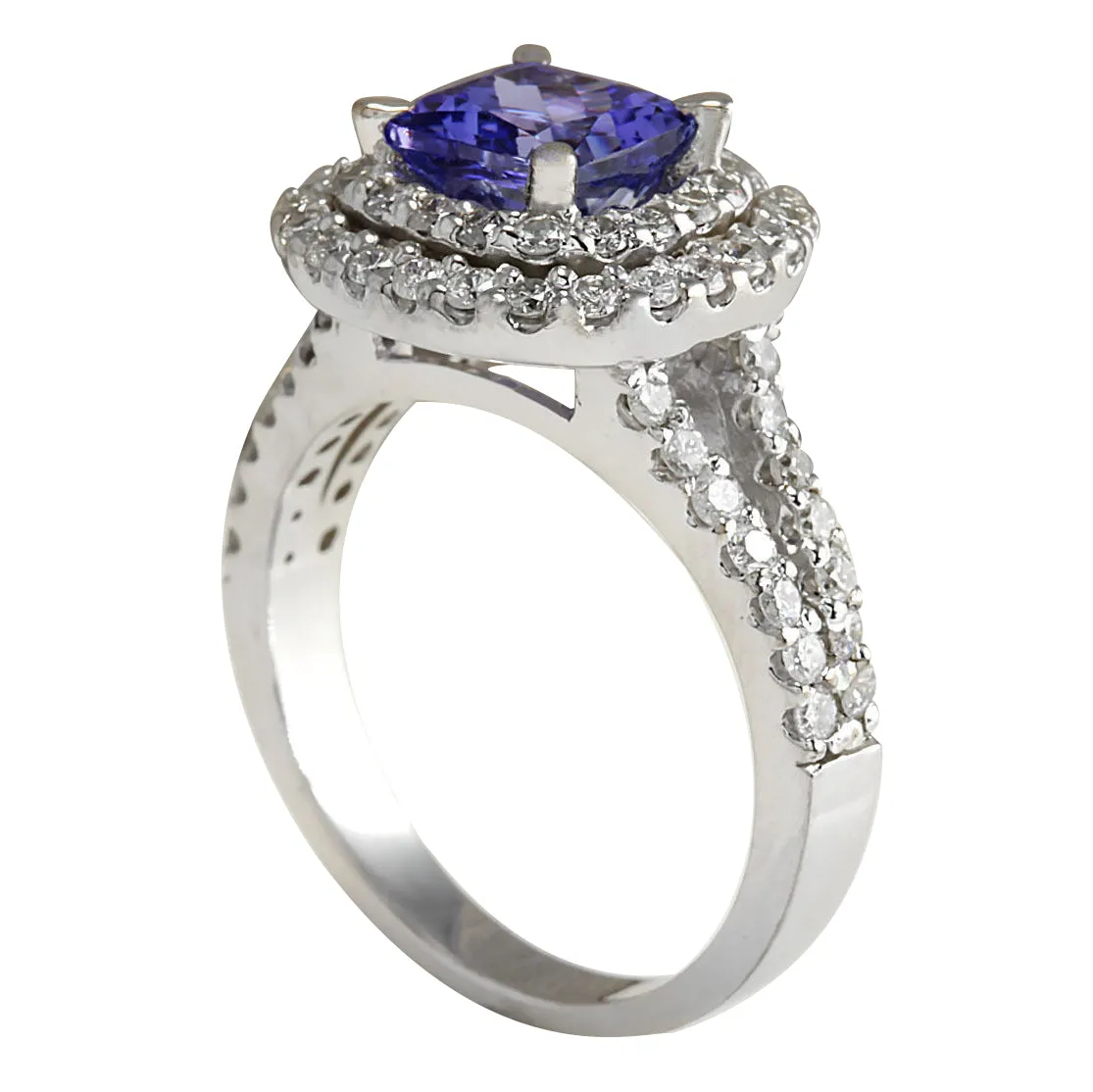 2.68 Carat Natural Tanzanite 14K White Gold Diamond Ring