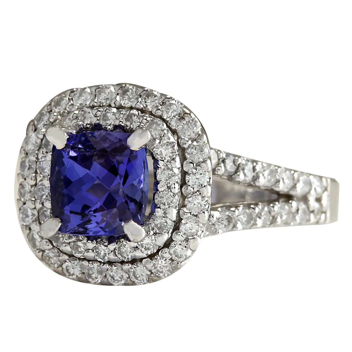 2.68 Carat Natural Tanzanite 14K White Gold Diamond Ring