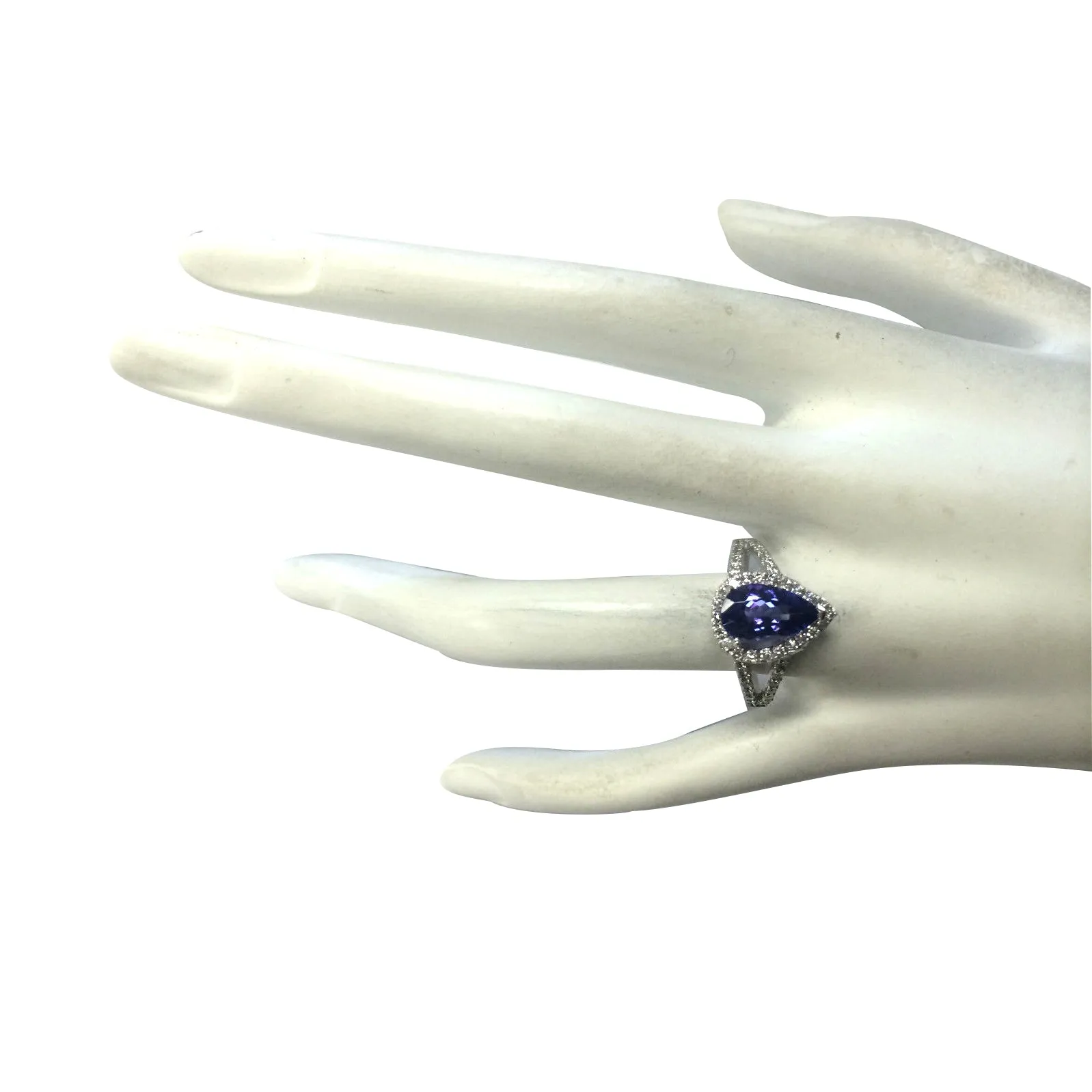2.80 Carat Natural Tanzanite 14K White Gold Diamond Ring