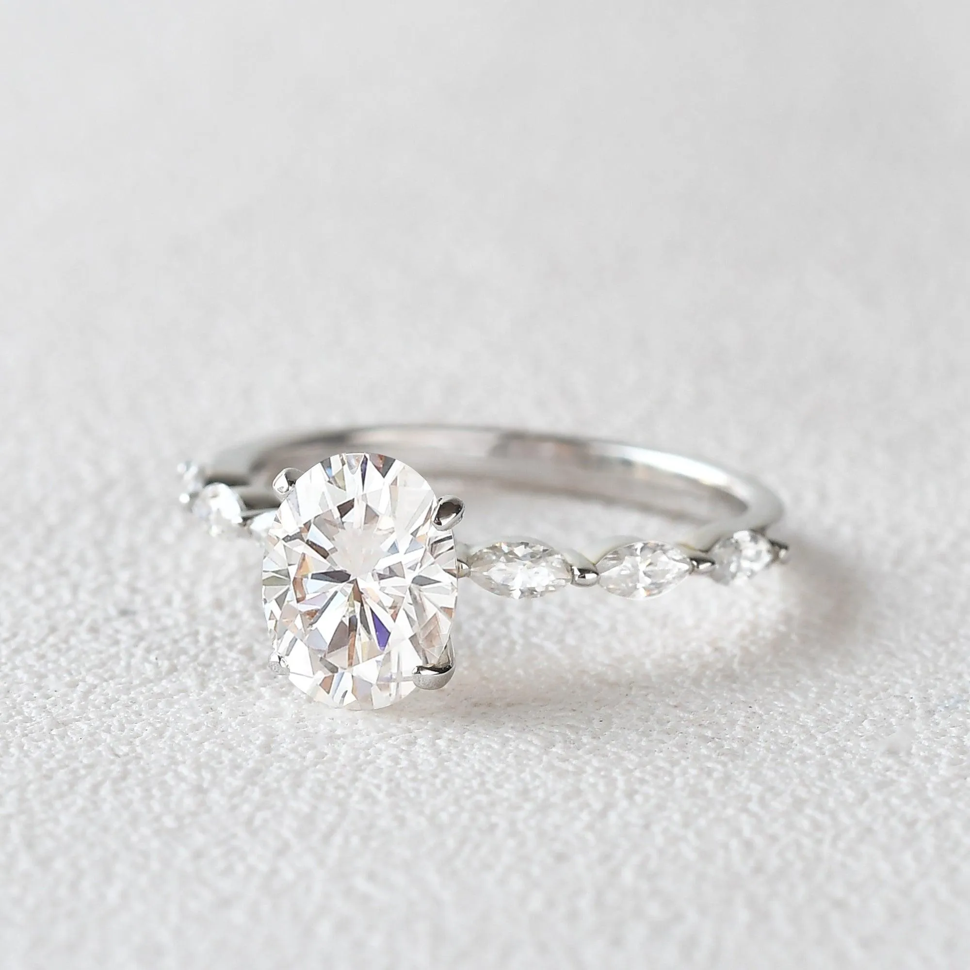 2ct Oval Cut Moissanite White Gold Ring