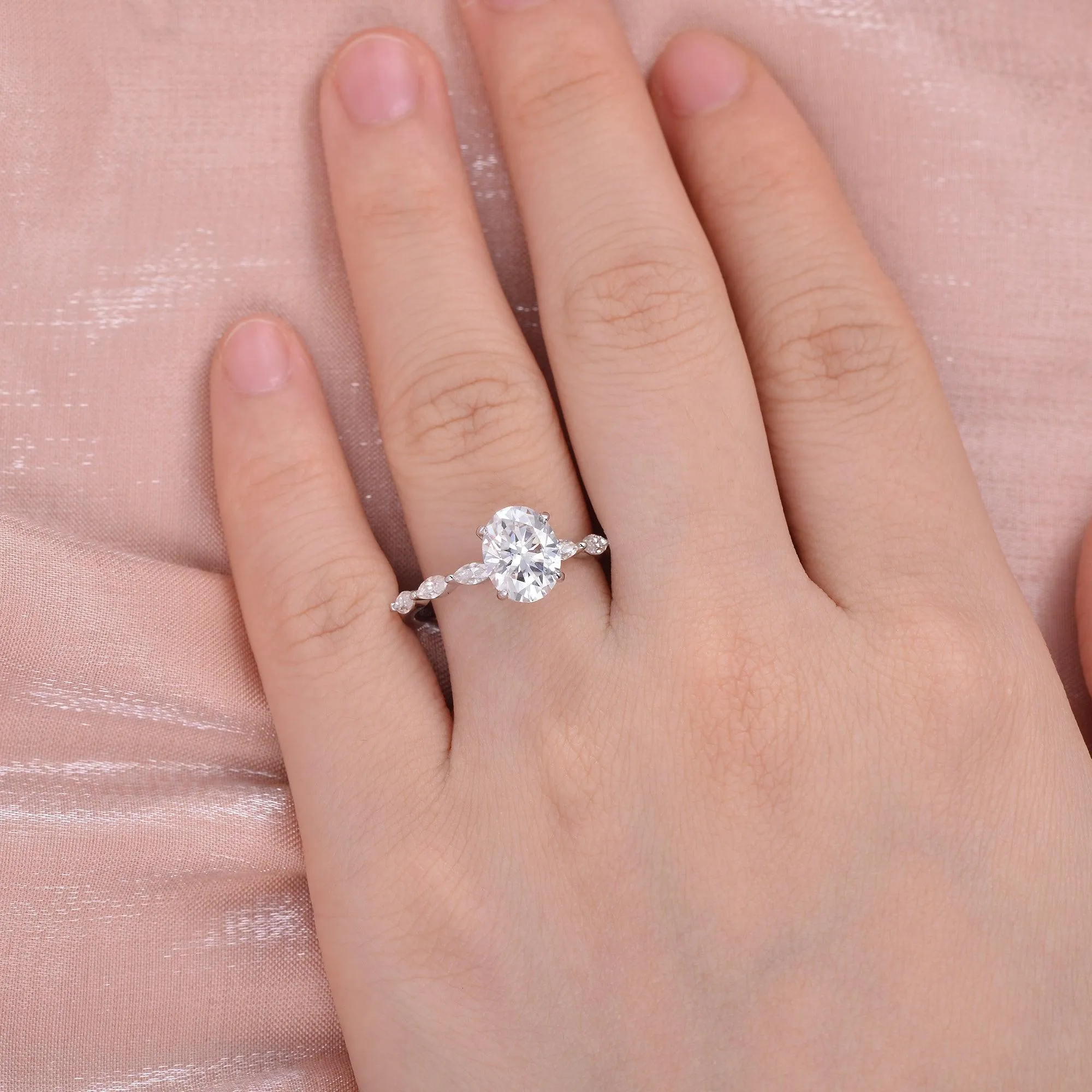 2ct Oval Cut Moissanite White Gold Ring
