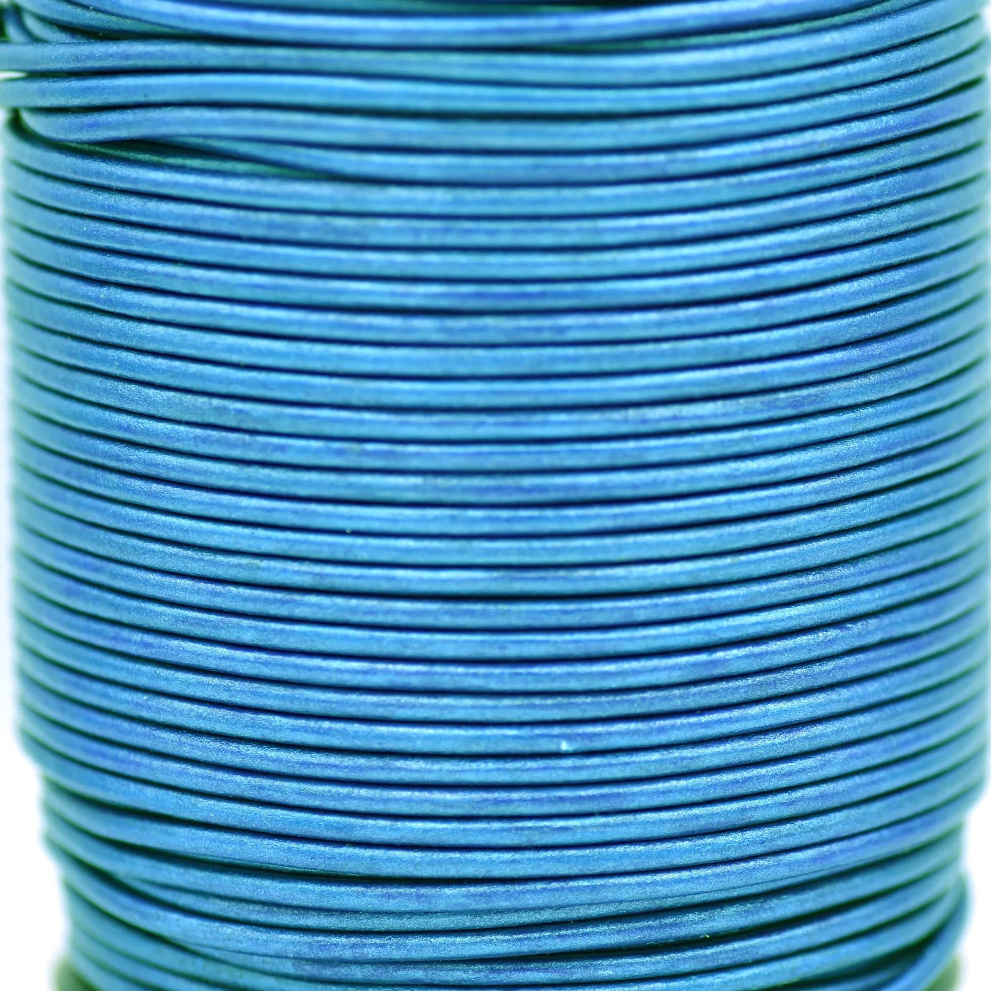 2mm Metallic Blue Leather Cord - Round - Premium Quality - Indian Leather - Wrap Bracelet Making Findings - Lead Free - Necklace Making