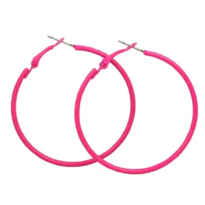 2" Medium Sized Hot Pink Skinny Hoop Pierced Earring - FE220PK
