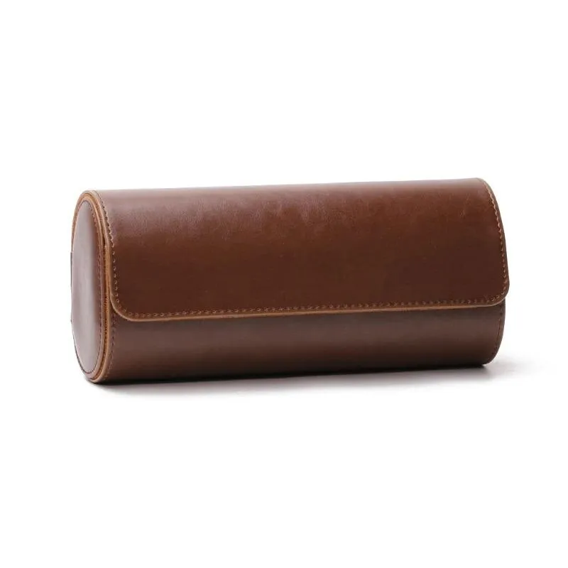 3 Slots Leather Roll Watch Travel Case
