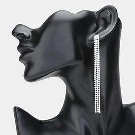 3 Strand Crystal Rhinestone Fringe Pageant Earrings  | Long Rhinestone Earrings | 321436