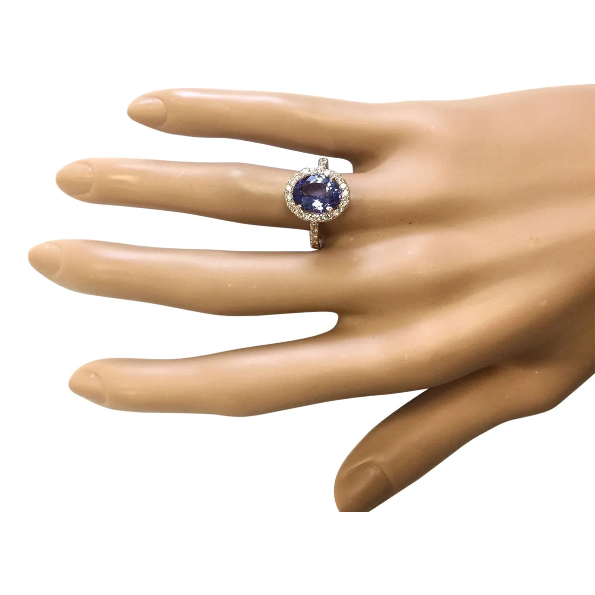 3.10 Carat Natural Tanzanite 14K Rose Gold Diamond Ring