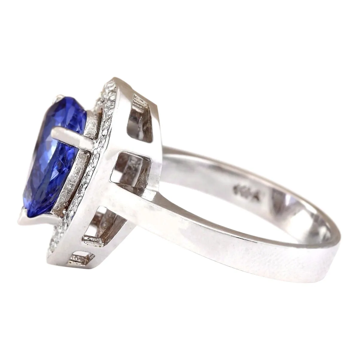 3.13 Carat Natural Tanzanite 14K White Gold Diamond Ring