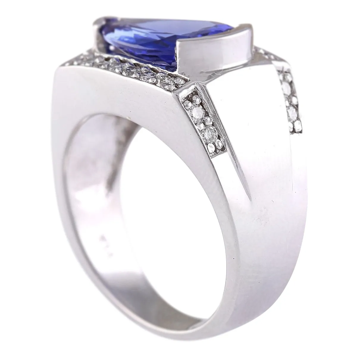 3.32 Carat Natural Tanzanite 14K White Gold Diamond Ring