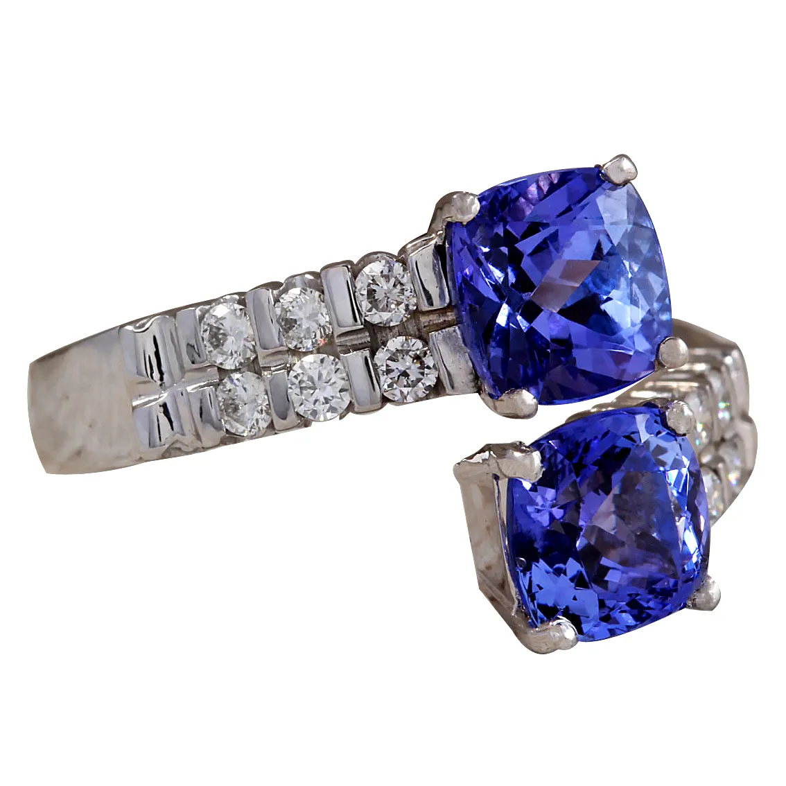 3.33 Carat Natural Tanzanite 14K White Gold Diamond Ring
