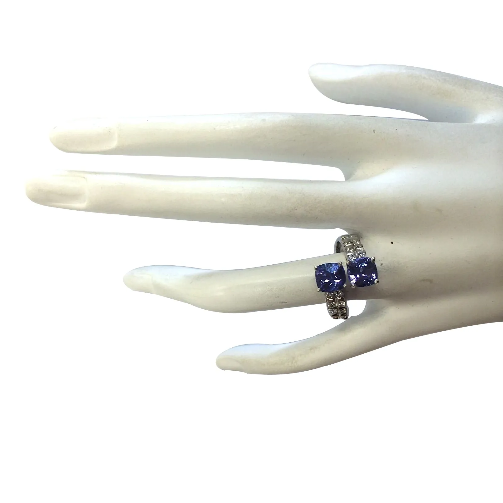 3.33 Carat Natural Tanzanite 14K White Gold Diamond Ring